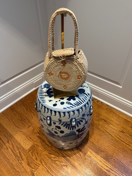 Handbags - Woven Round Straw Handbag in Natural